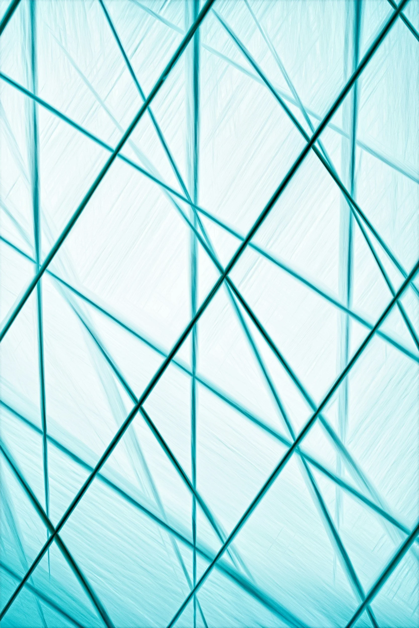 Abstract digital artwork with intersecting blue lines on a light background.