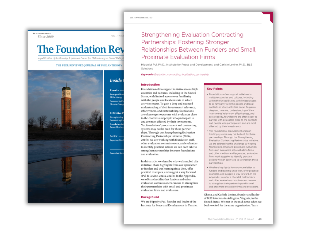 Strengthening Evaluation Contracting Partnerships: Fostering Stronger Relationships between Funders and Small Proximate Evaluation Firms