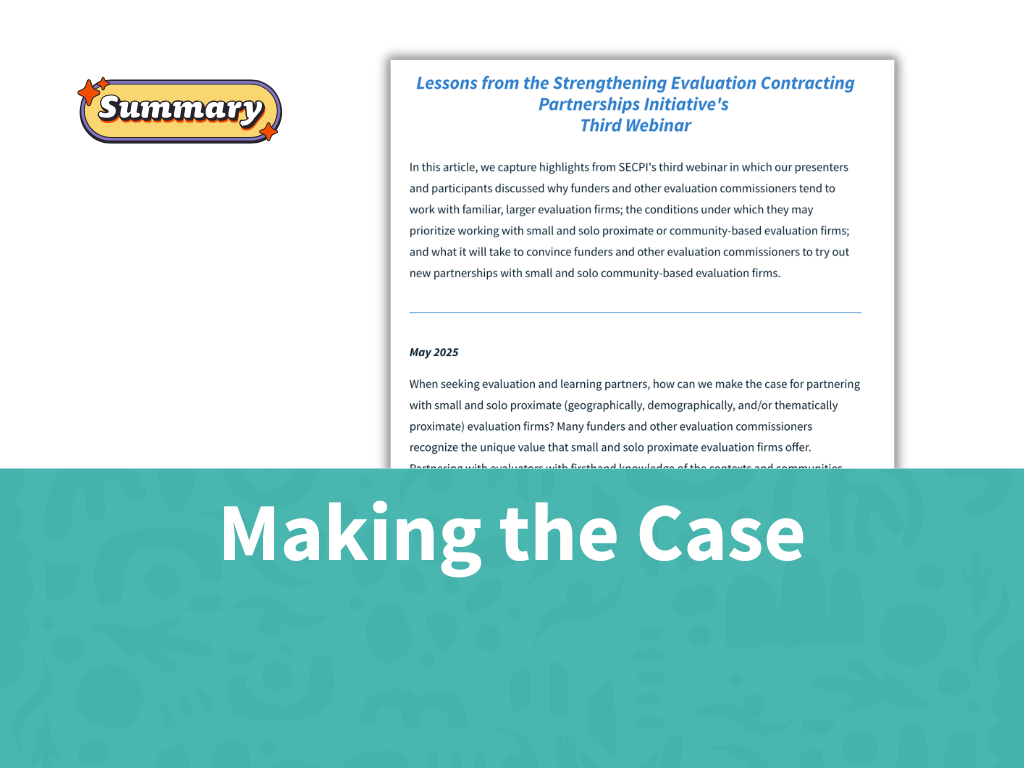 Making the Case for Partnering with Small and Solo Proximate Evaluation Firms
