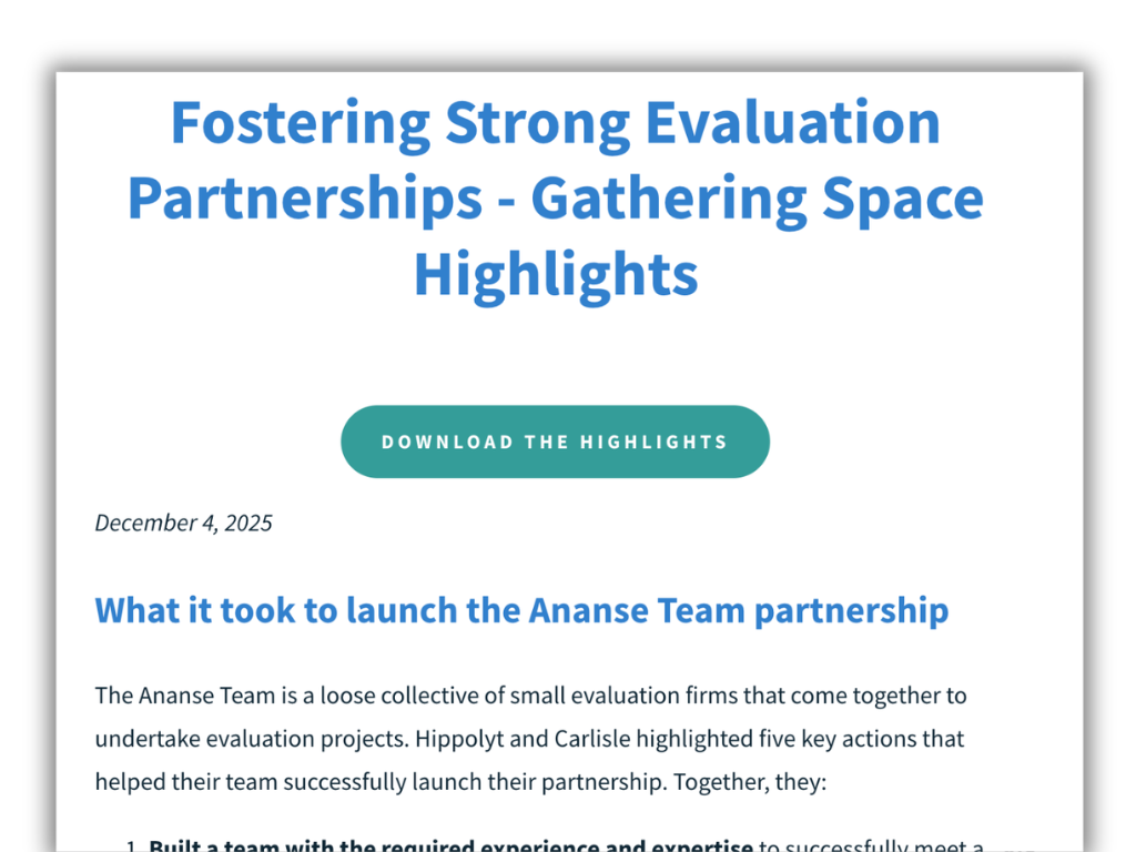 Fostering Strong Evaluation Partnerships - Gathering Space Highlights