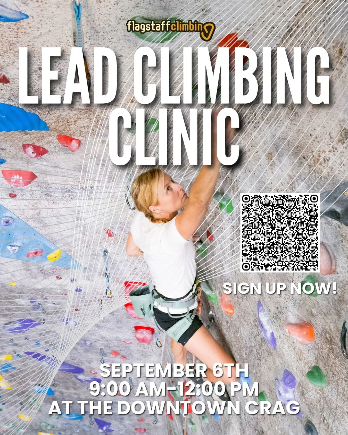 First lead climbing clinic of this season! Come join us at the Downtown Crag to learn the basics of lead climbing and belaying! This class will prepare you for lead certification at the gym. These clinics will take place the first Saturday of Septemb