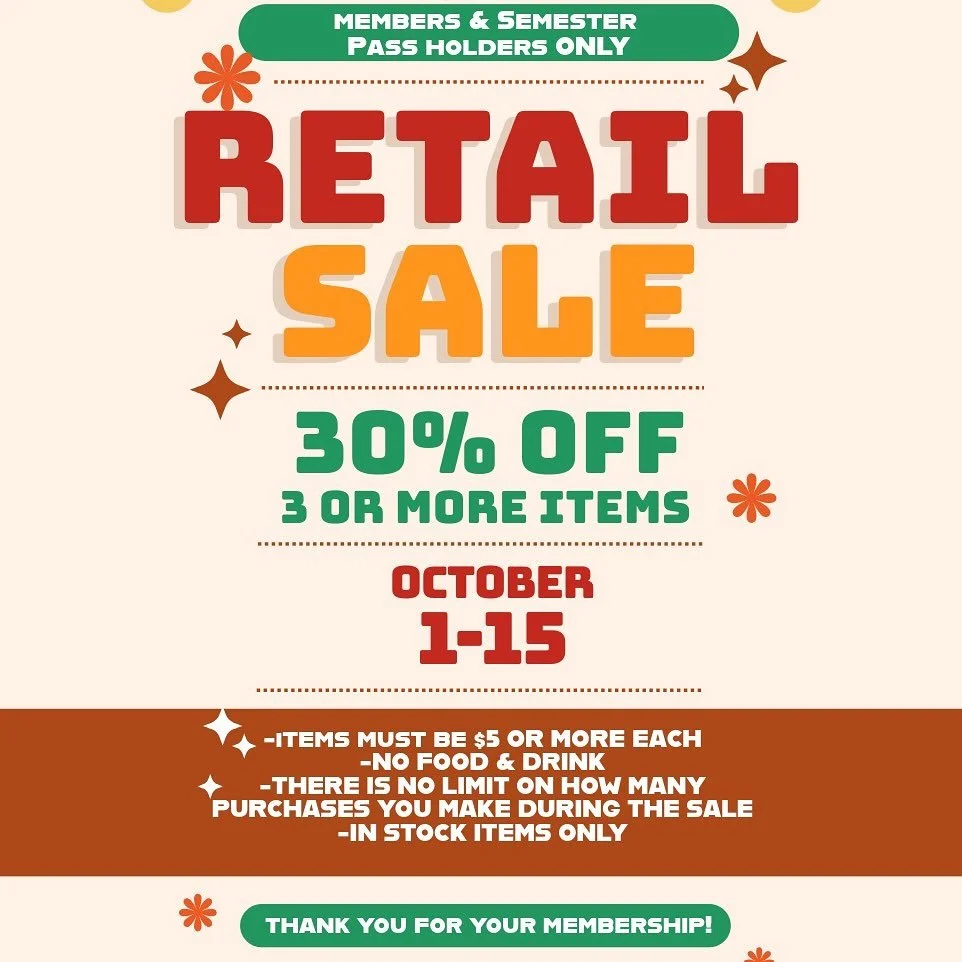 Thank you members and semester pass holders for your support! Enjoy this special deal and grab the gear you need this Rocktober!