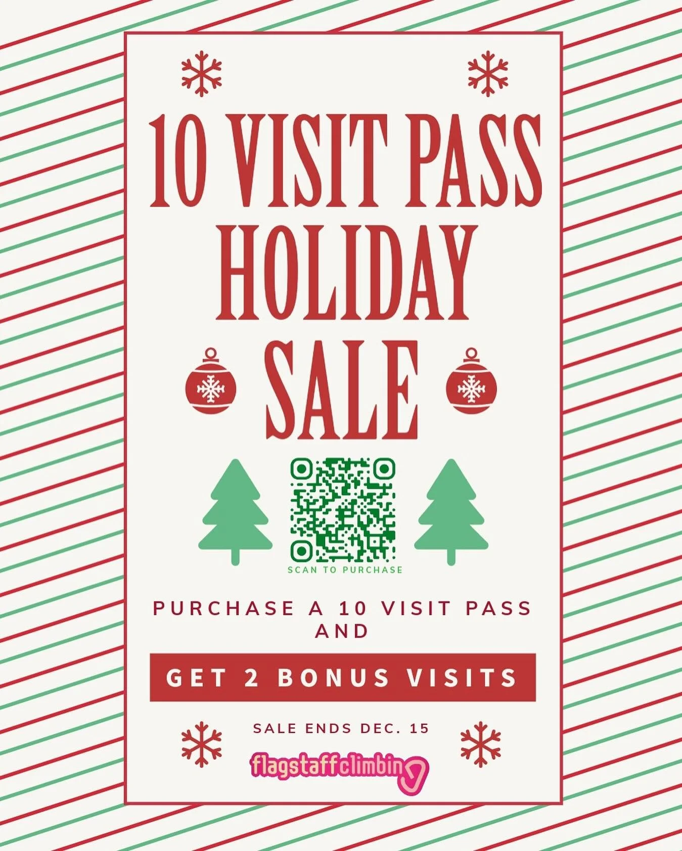 12 visits for the price of 10? Yes, please! Purchase now! Sale ends December 15!