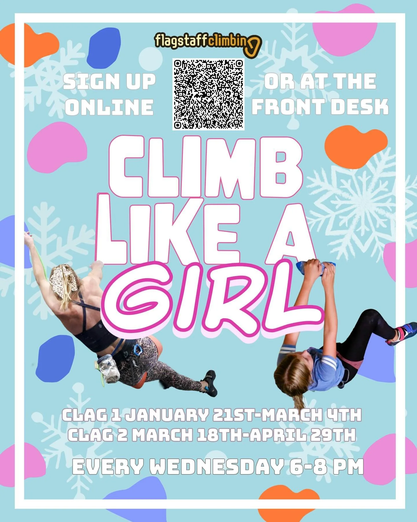 Climb Like A Girl is returning this winter time. Come meet Maddie your instructor and learn more about our programs. Looking for a welcoming space to get into climbing and learn the ropes (literally)&hellip; well CLAG 1 is your place. Looking for a s