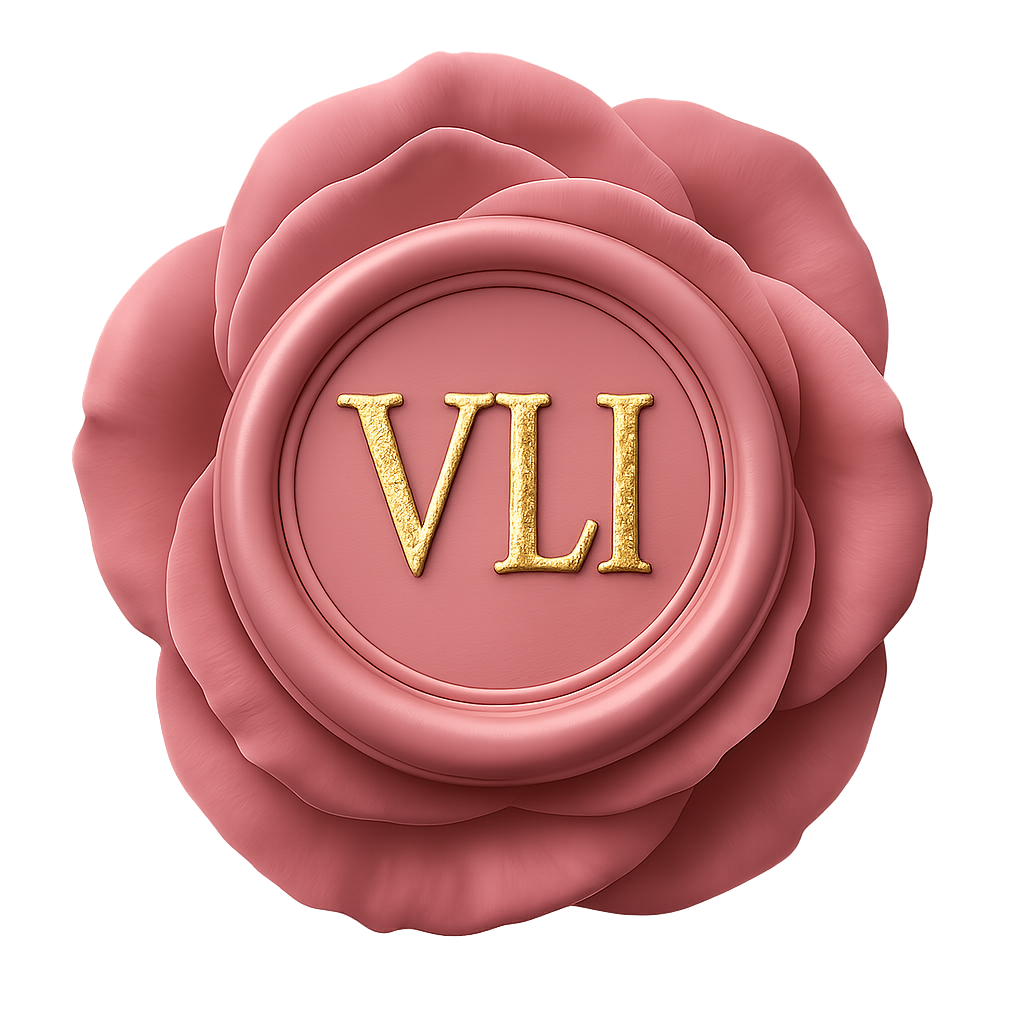 elegant rose wax seal with gold initials_VLI