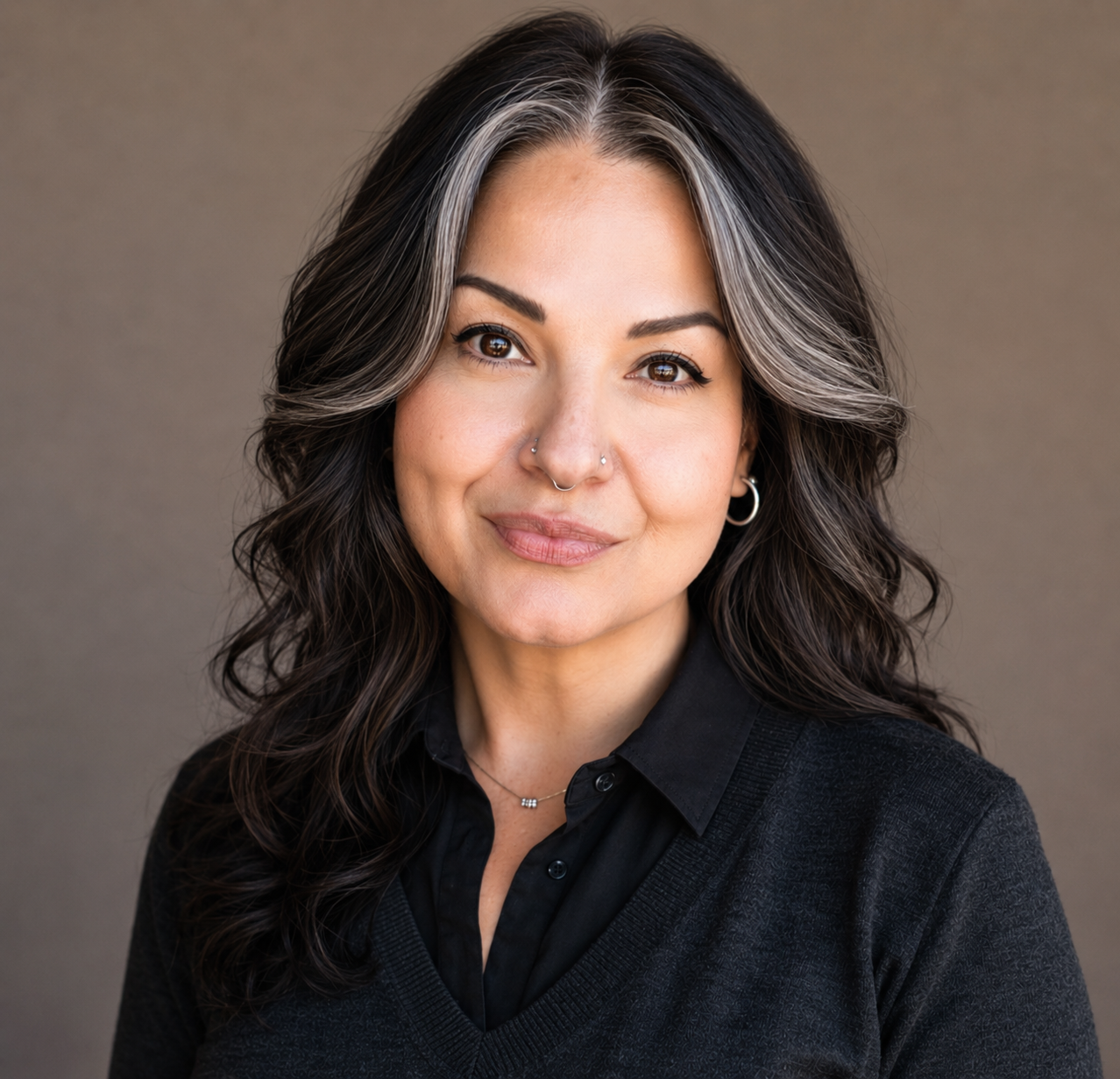 headshot with a grey background