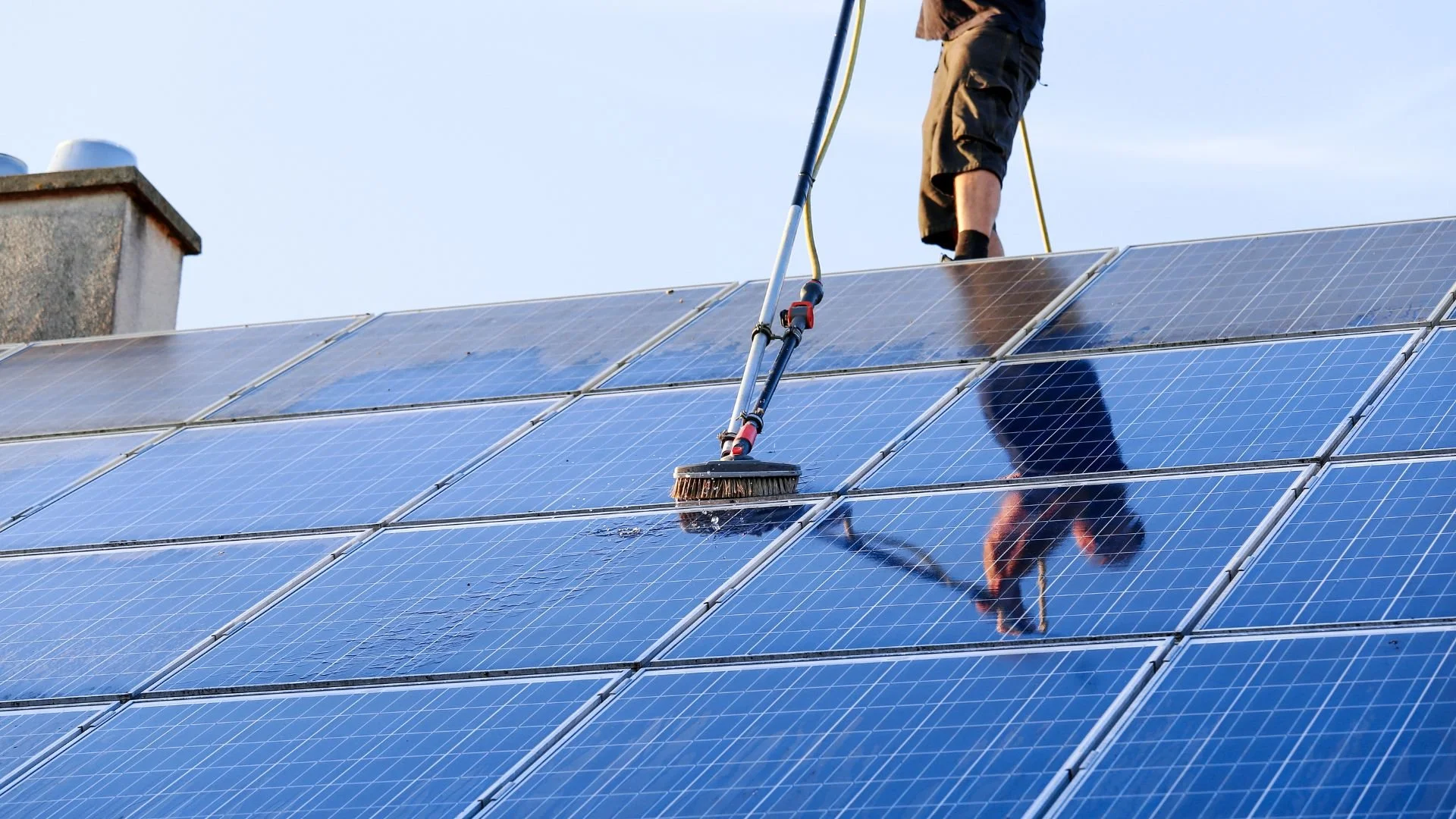 Professional solar panel cleaning service helping maintain efficient energy production and long-term system performance.