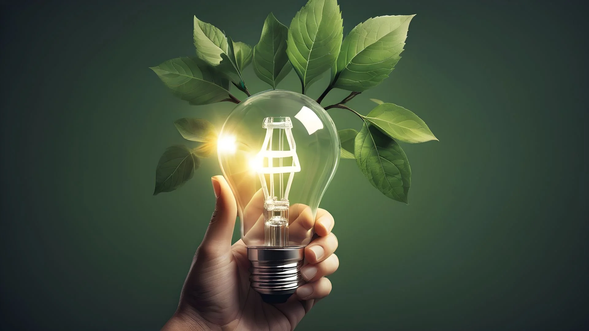 Energy-efficient lightbulb surrounded by green leaves representing clean energy and long-term solar savings for nonprofits.