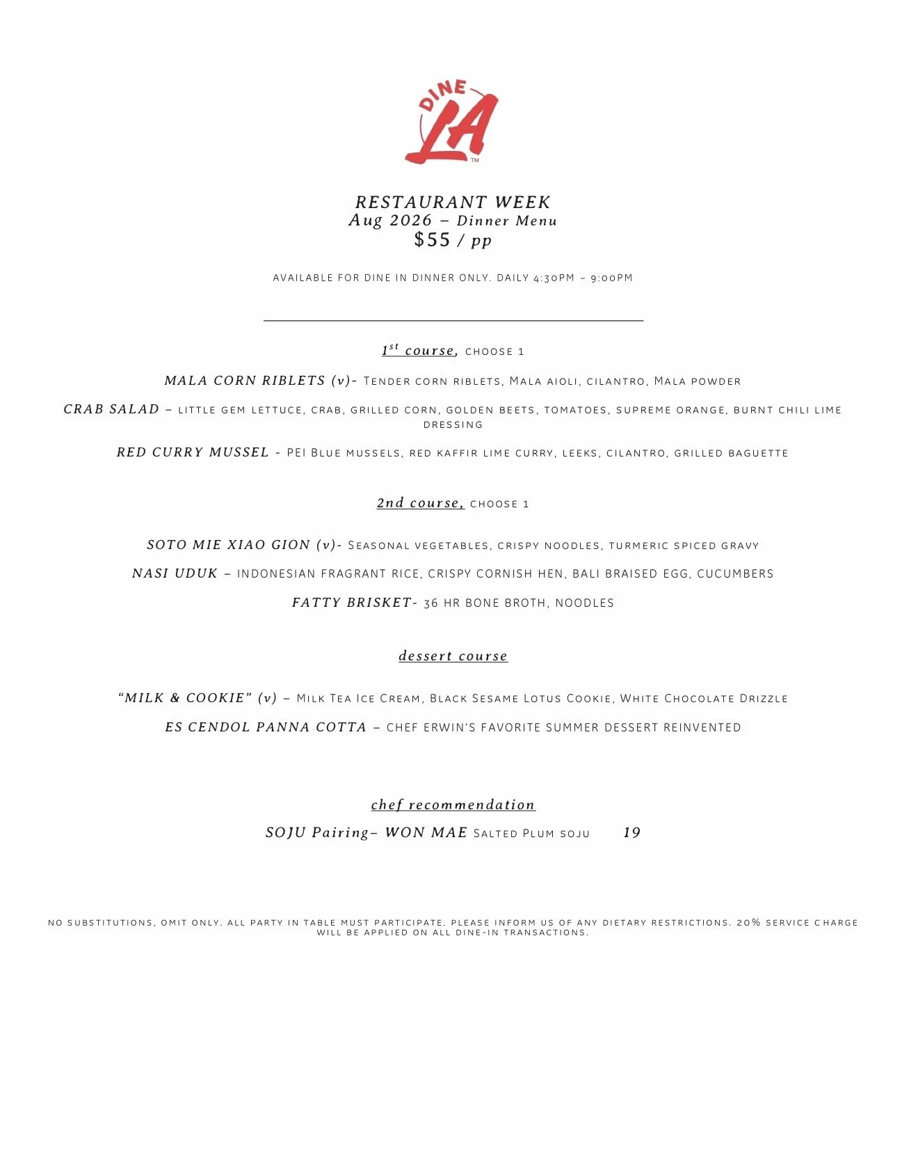 dine la 2026 bone kettle menu