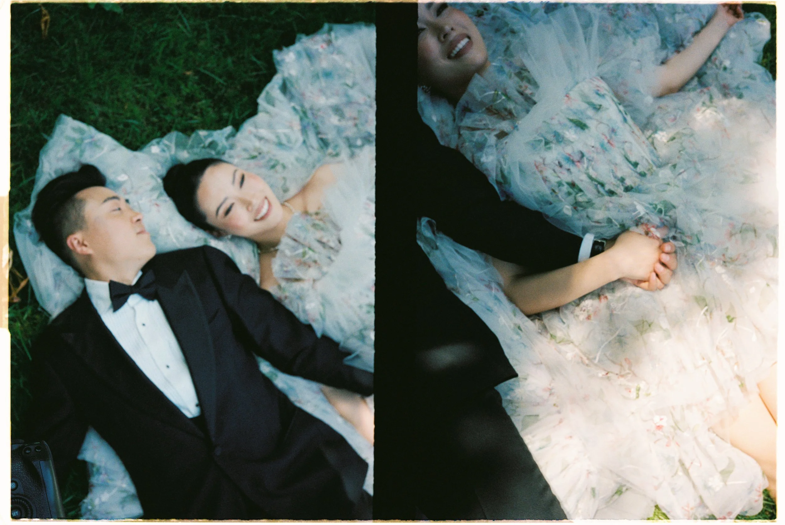 playful 35mm film photography of bride and groom in the fraser valley