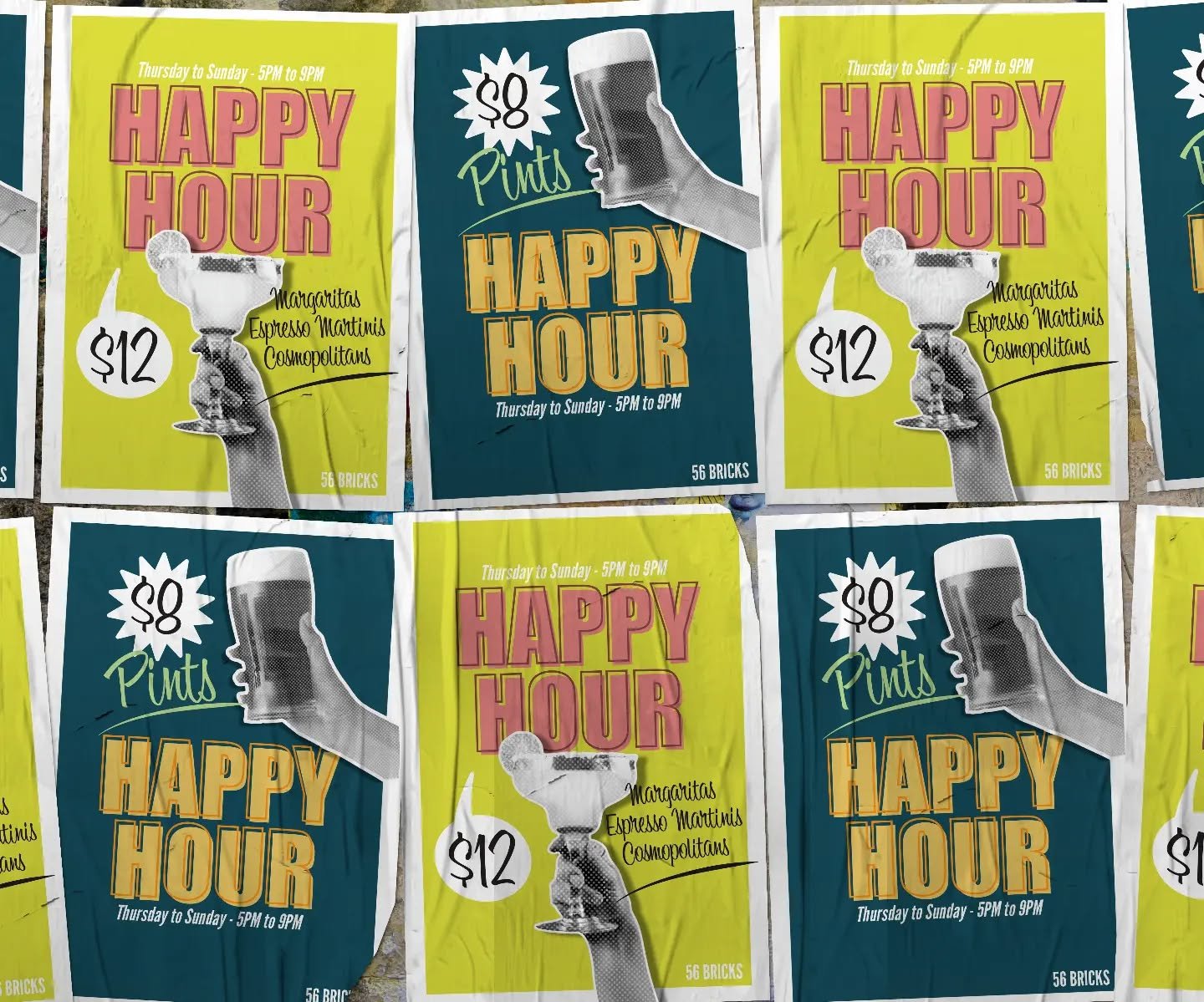 A few happy hour posters for today's rainy weather
#graphicdesign #happyhour #streetart #vintage #bartenderlife #cocktails #beer #photoshop #posterdesign #visualart