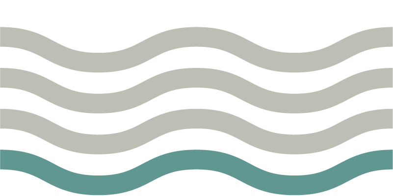 Abstract pattern of black and gray wavy lines with a single turquoise wave near the bottom