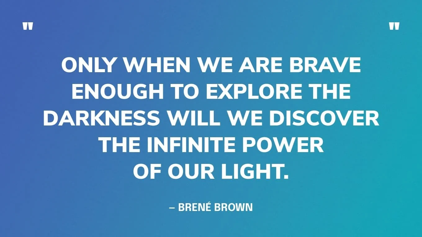 Inspirational quote by Brené Brown on a blue gradient background.