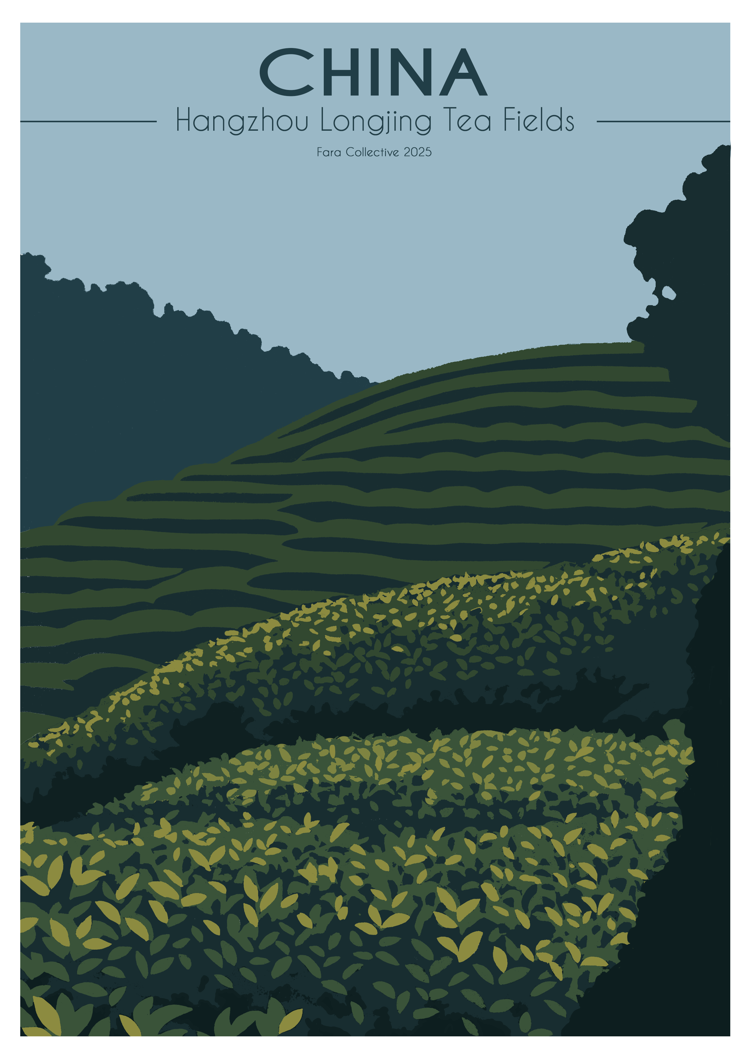 China | Longjing Tea Fields | A4 Print