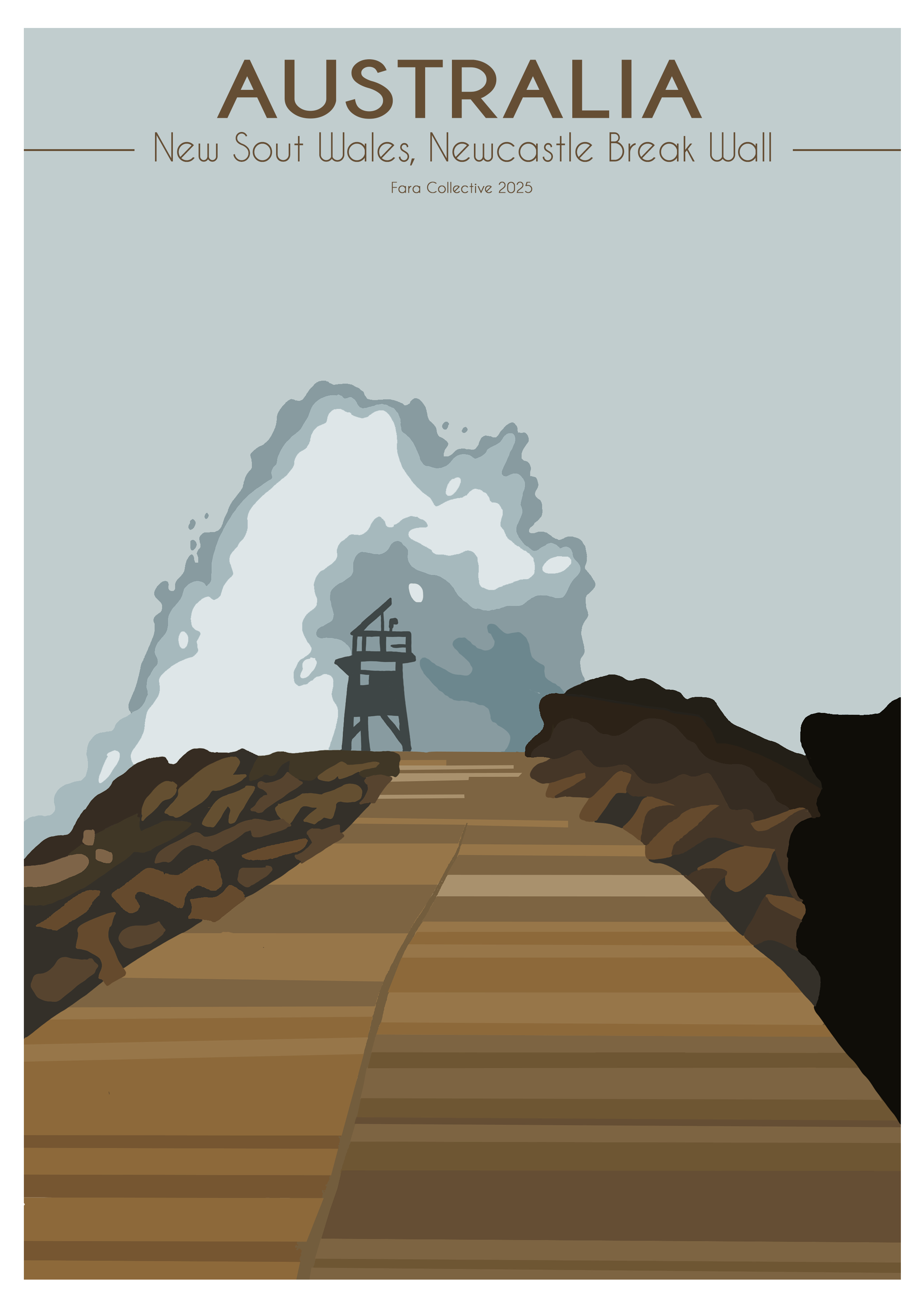 Australia | Newcastle Break Wall | A4 Print