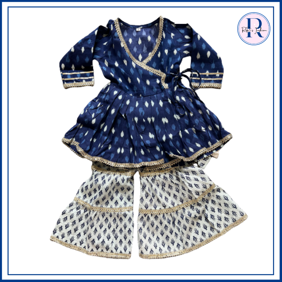 Blue and white sharara