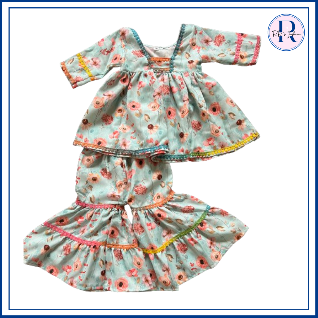 Floral Chanderi kurti sharara