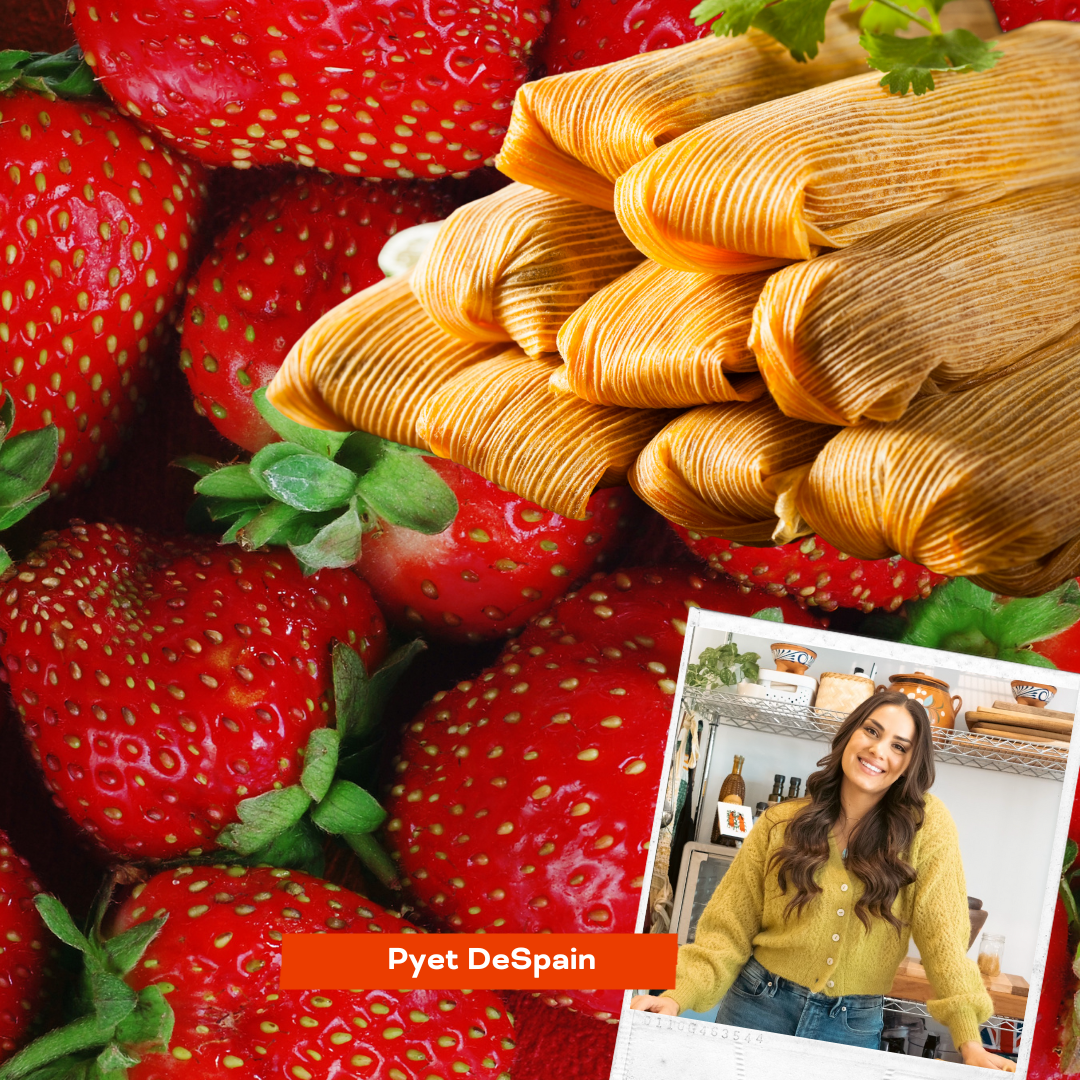 Pyet DeSpain’s Blue Corn Strawberry Tamales with Coconut Horchata Sauce