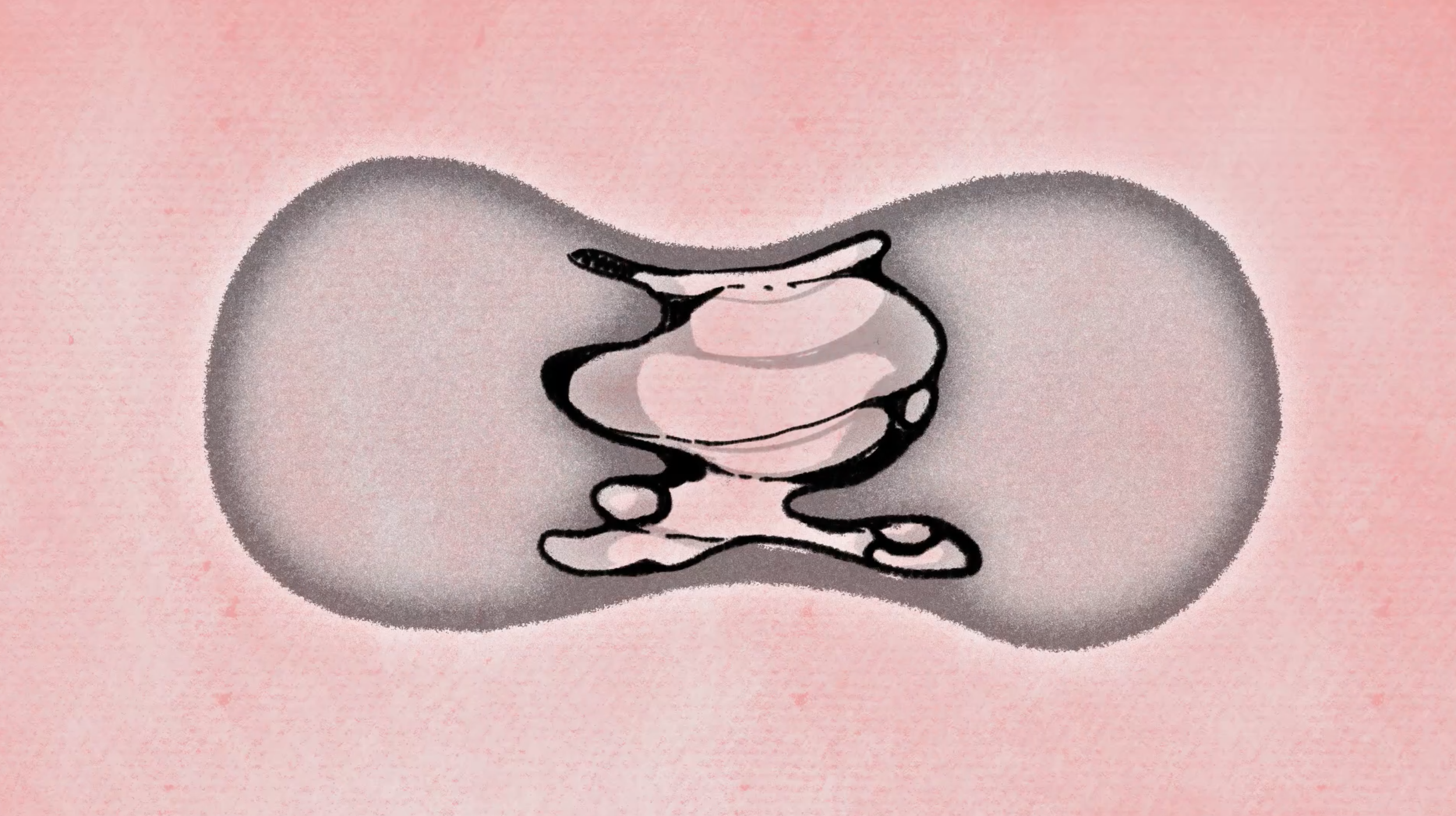 Illustration of male and female genitalia with stylized and abstract design elements.