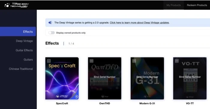 Screenshot of the Three Body Tech downloads page