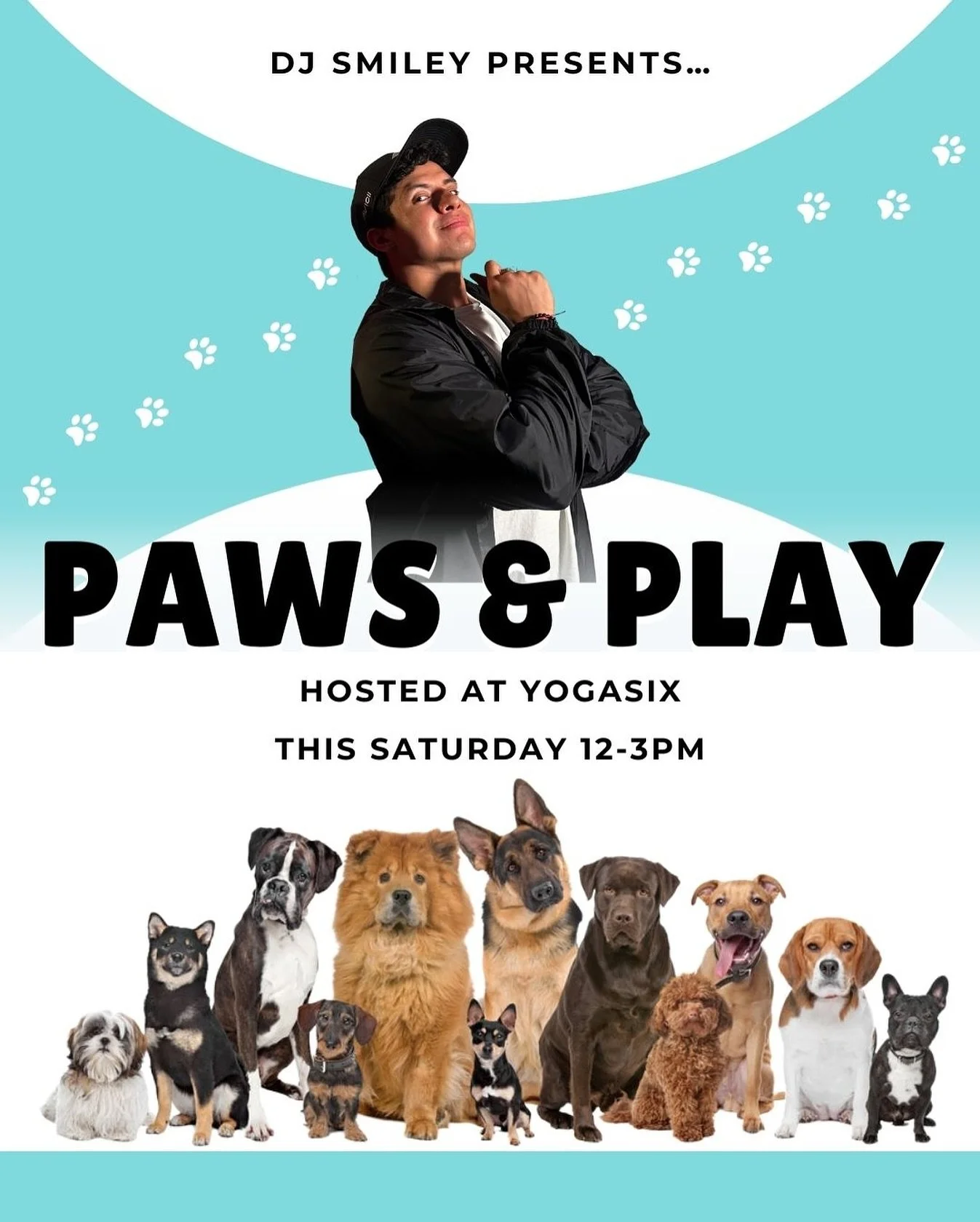 🐾Paws & Play! 🔊
DJ Smiley presents a special community event tomorrow at YogaSix Santa Clarita! 🎉
🕛 When: Saturday, 12–3 PM
📍 Where: YogaSix, Santa Clarita
🐶 What: Donation-based yoga classes + adoptable pups from Castaic Animal Shel