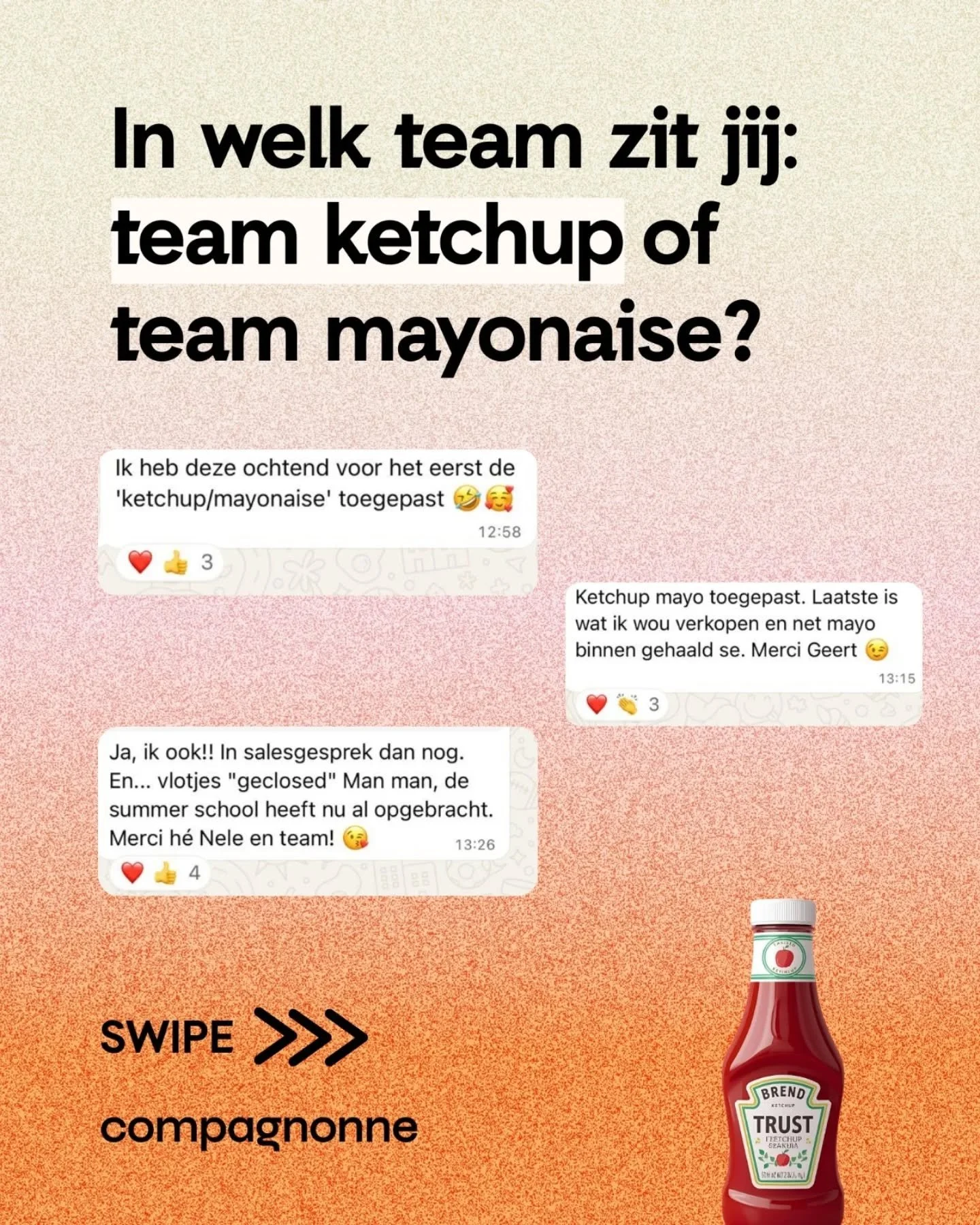🔥 DIE ENE ZIN VAN GEERT DIE HET MEEST BIJBLEEF...

...die ging over ketchup en mayonaise. Een salestechniek oorspronkelijk bedacht door McDonald's, die hun verkoop van sauzen stevig de hoogte in zag gaan, toen ze &eacute;&eacute;n simpele vraag vera