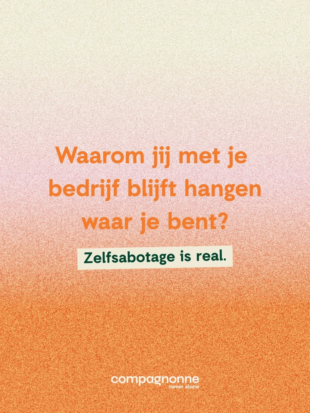 De &eacute;chte vraag is: 
HOE saboteer ik mezelf?
en HOE SNEL zoek ik hulp of middelen om hieruit te geraken?

Je hoeft het niet alleen te doen.
Je hoeft niet alles te kunnen.
Wij zijn er - net voor die onderdelen in het ondernemen die niet &lsquo;u