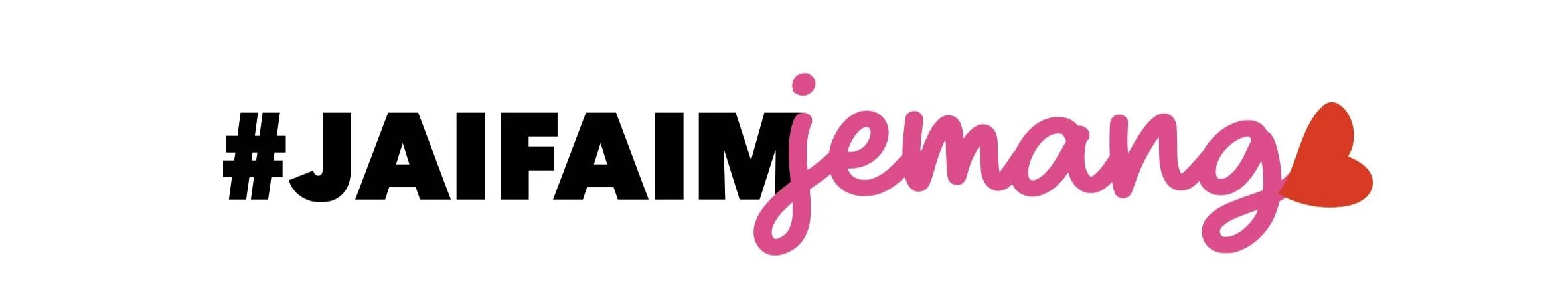 Texte "#JAIFAIM jemang" avec un cœur rouge.