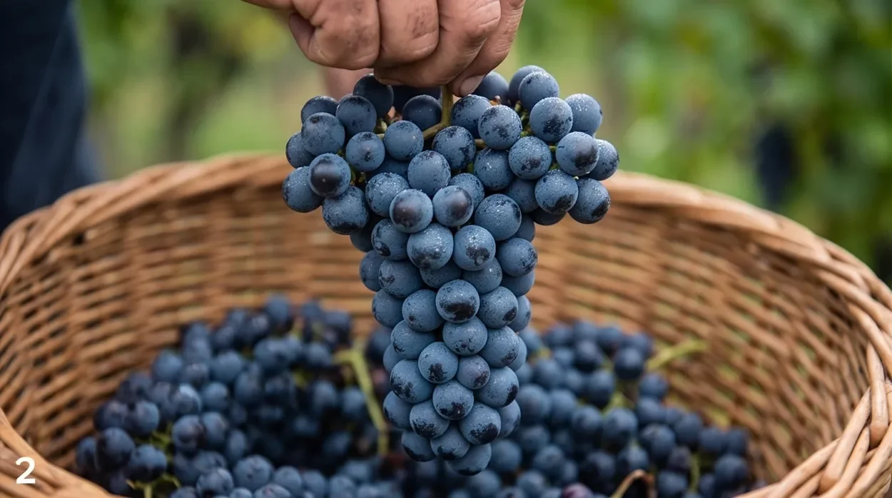 Baskets of freshly picked grapes at the Madeira Wine Festival harvest in Estreito de Câmara de Lobos.