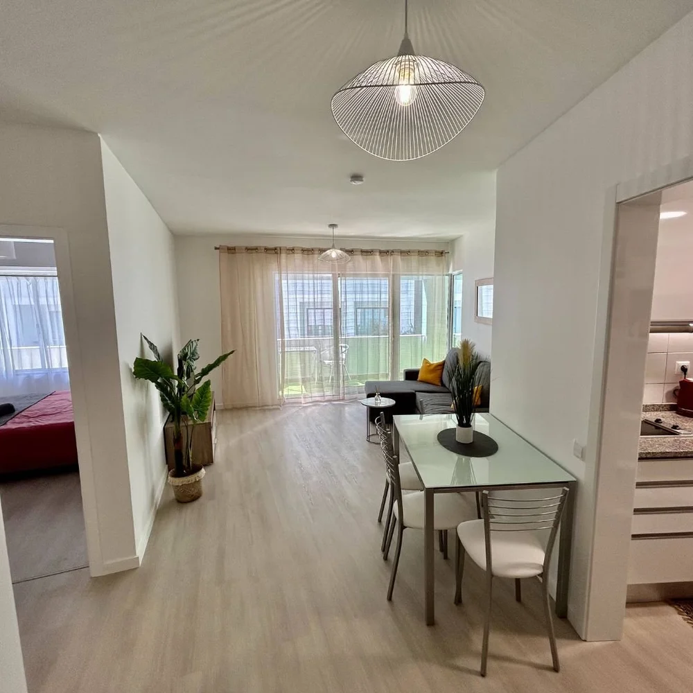Hall looking through to the living room and the dining table