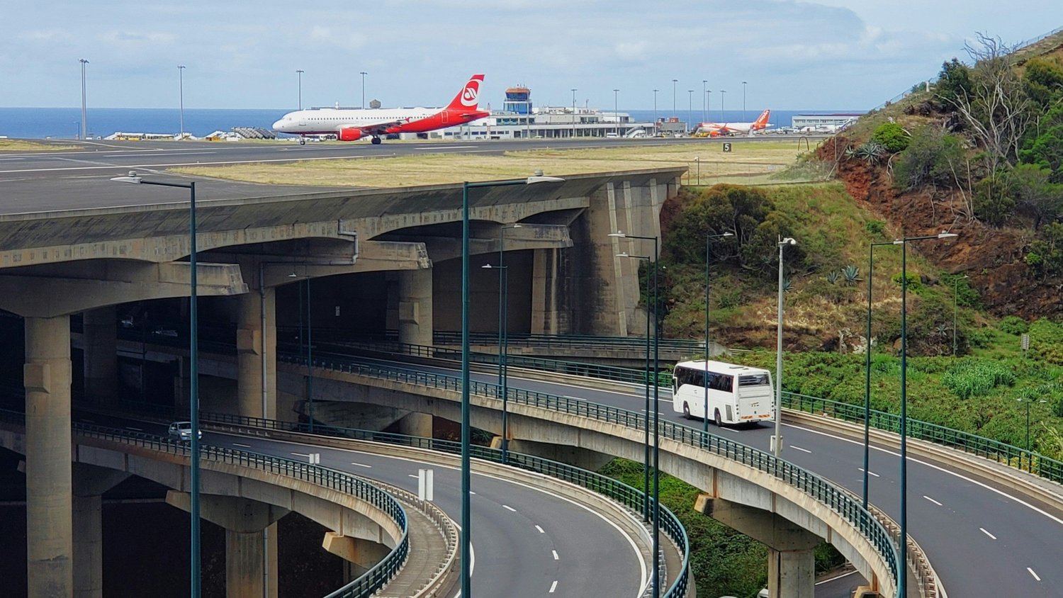 Coastal road between Madeira Airport and Funchal