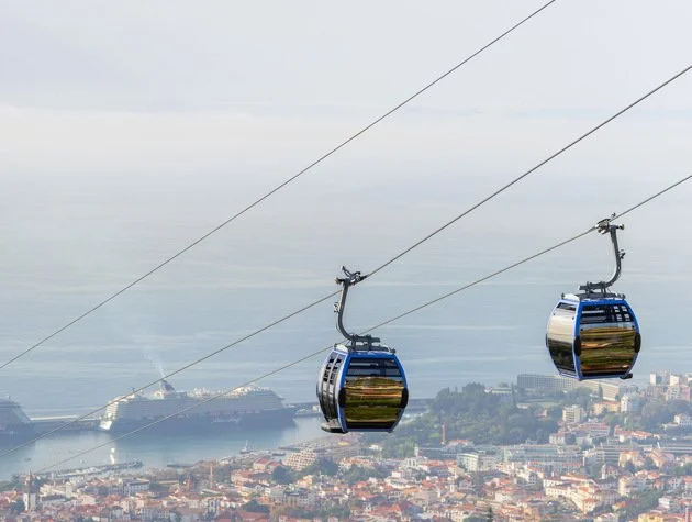 Funchal cable car rising over the city