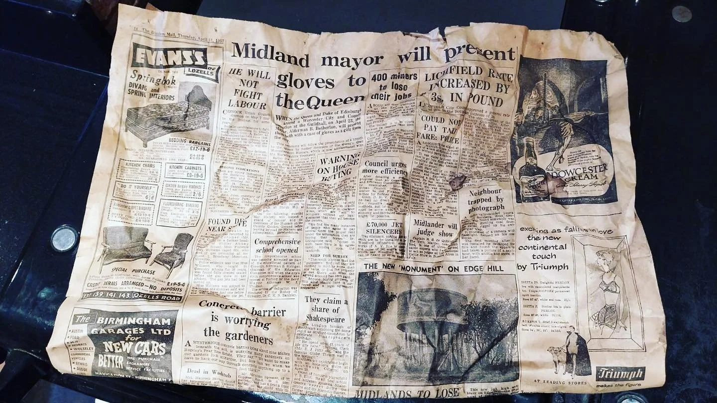 Newspaper from 1957 stuffed up one of our client&rsquo;s chimney. 

#conservation #gradeiilisted #EveryDayImHustlin #construction #womeninconstruction #teamwork #labor #loveconstruction #engineer #engineering #webuildthiscity #architecture #architect