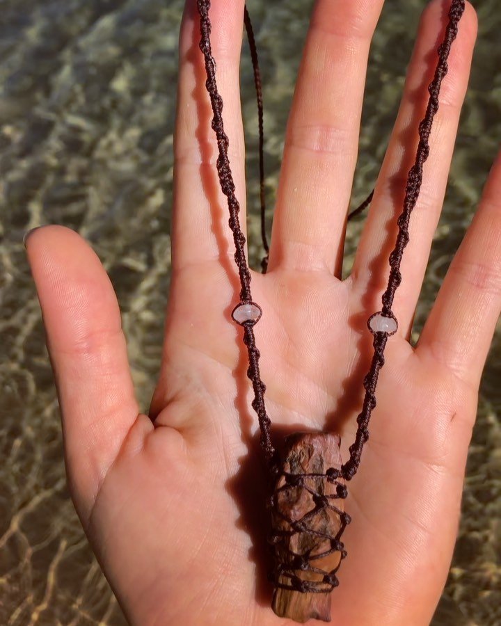 &bull;
A piece, with some symbolism..
~Australian Petrified Wood wrapped with Aqua Marine stone beads.. 🪵 💧 
&bull;
This special piece is a gift and long await exchange for a dear brother, over on the eastern lands.. who once gifted me a beautiful 