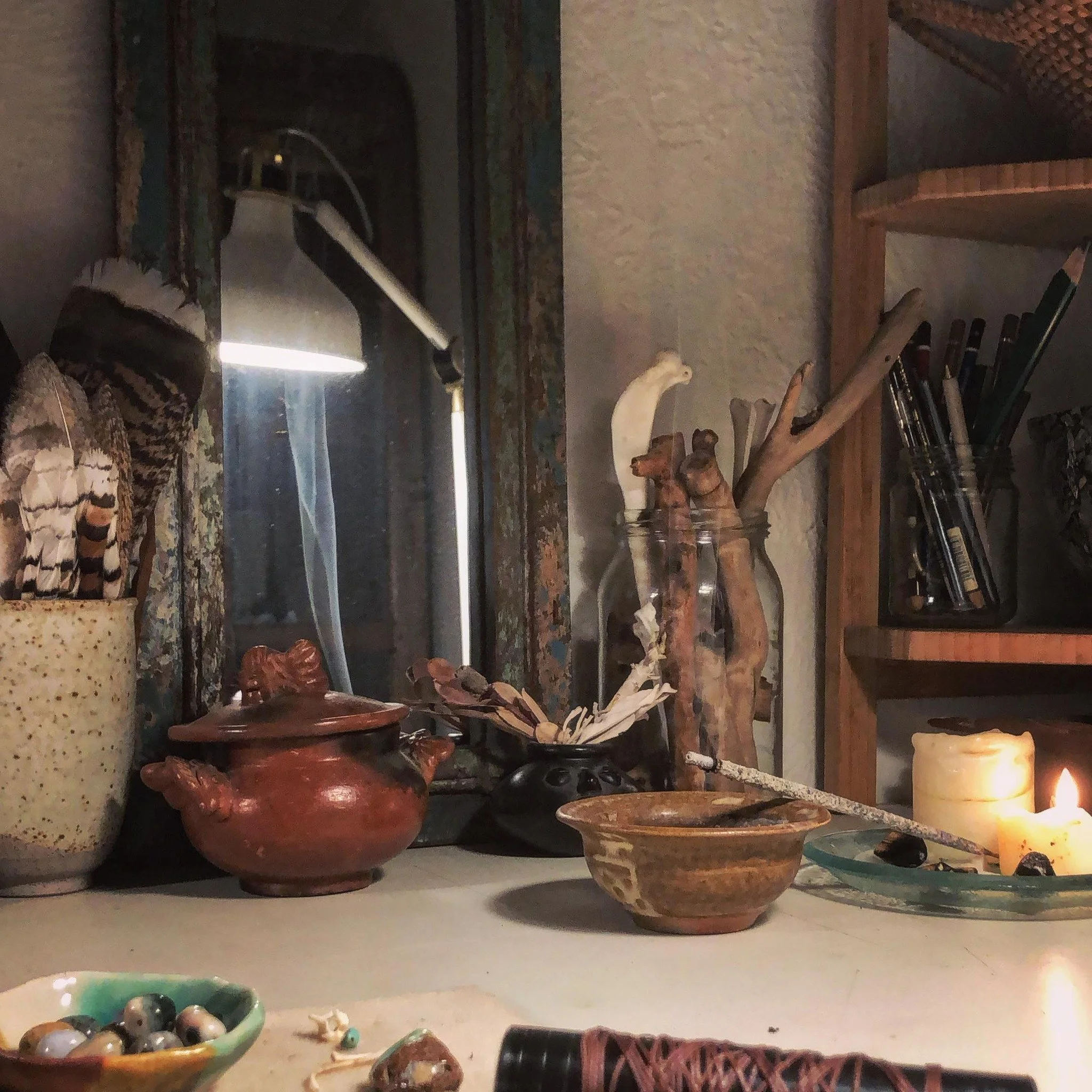 And so.. the settling in, to yet another new home + creative space, as the new season of Makuru brings the nesting and internal creativity, with the weather + darker days&hellip; I invite myself back to this space, here in my creative cave and back i