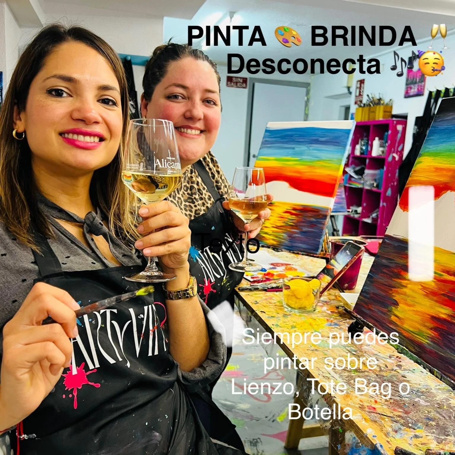 Sábado 23 de mayo, 12h a 14h 🎨🎹🍷 PINTA + BRINDA + DESCONECTA