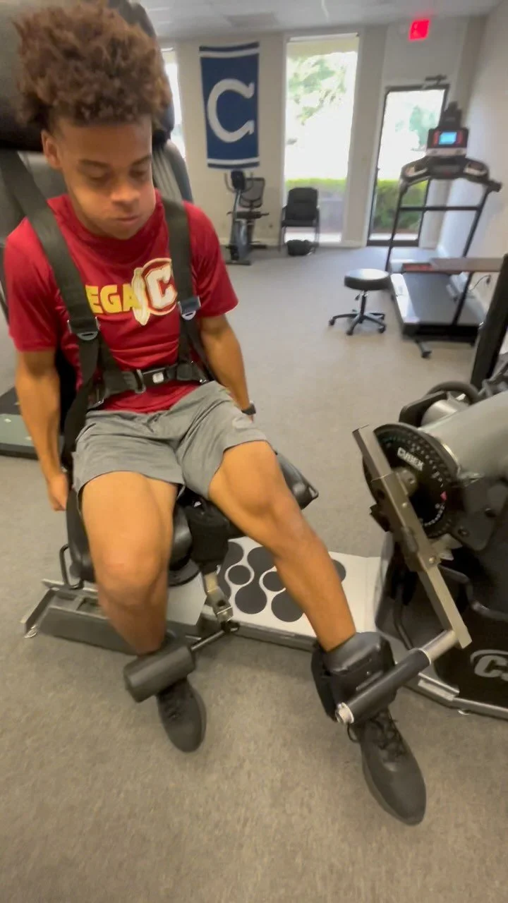 @basic.hill came by the lab to test his strength and readiness for return to football after his ACL tear! I can’t wait to see how many yards you take on the field this season Anthony! @csmisolutions @vald_performance