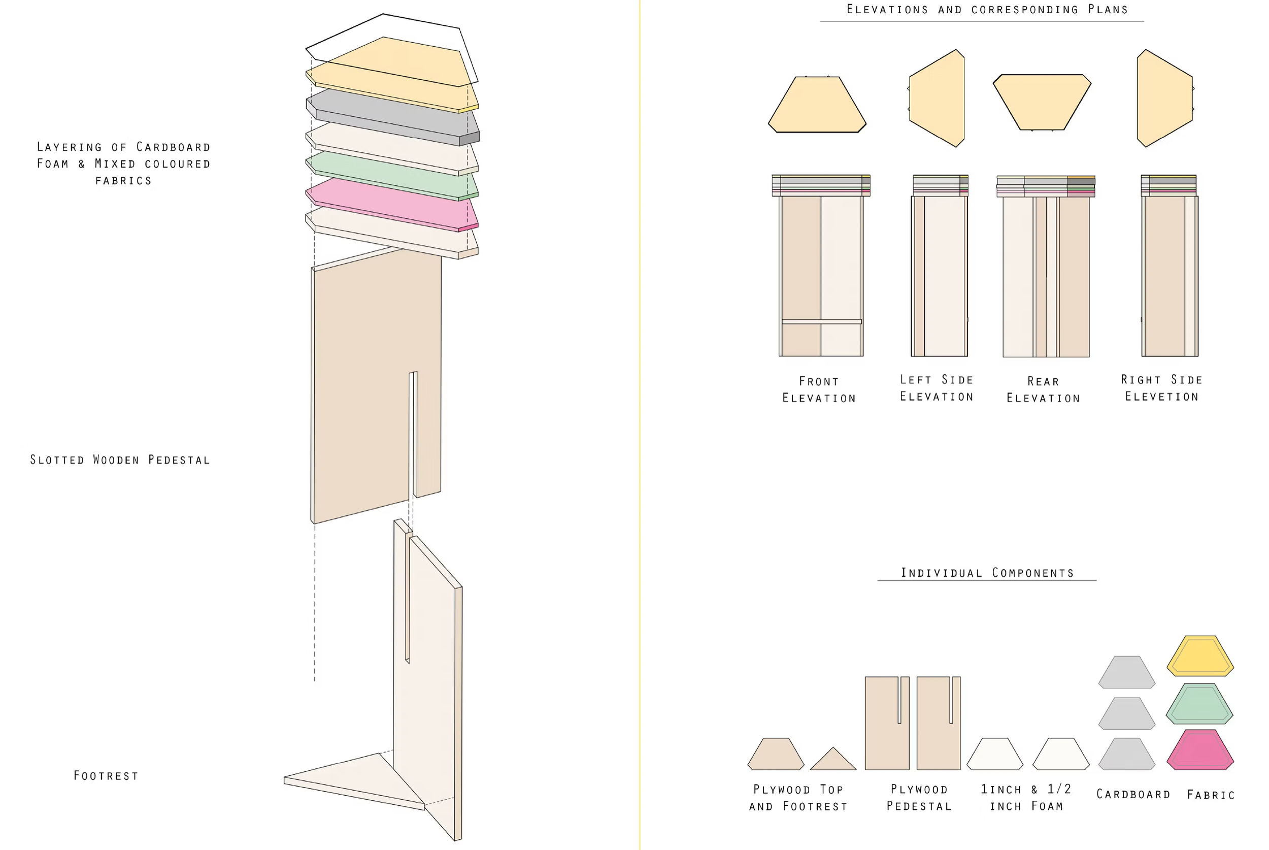 Manchester International Festival Stool CAD Drawing (Vectorworks) 