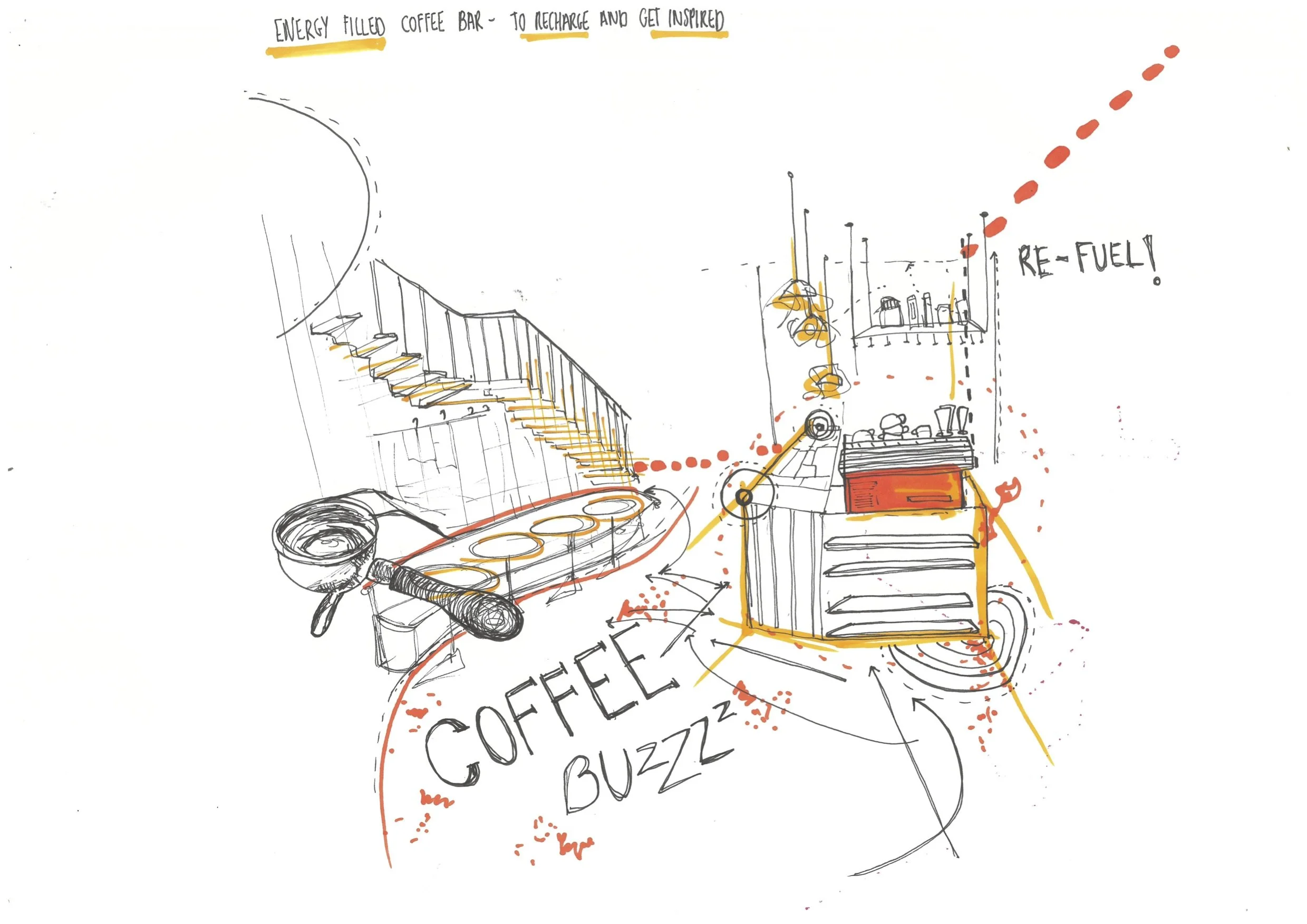 Architecture - Co-Working Cafe 
(Hand Drawn) 