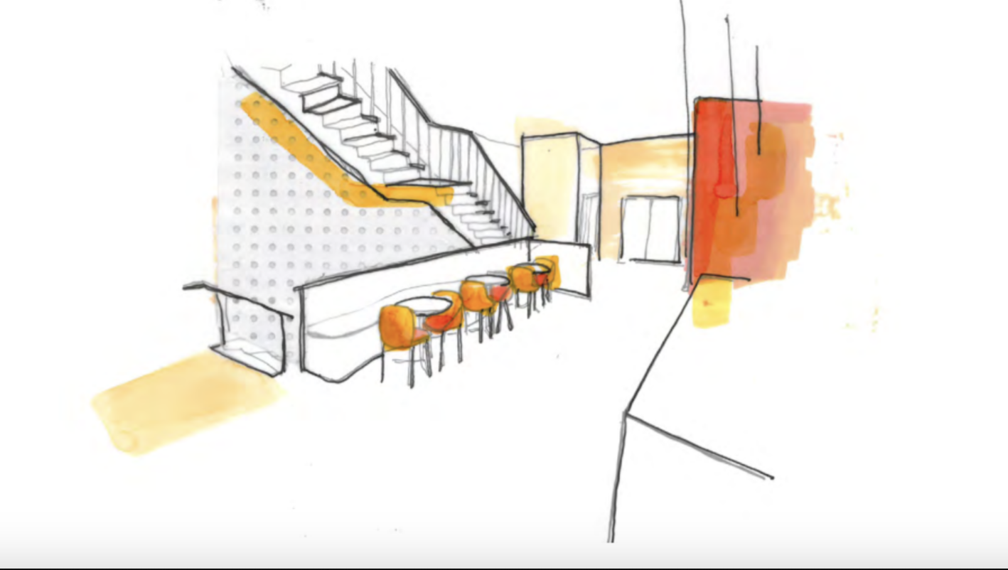 Architecture - Co-Working Cafe Blocking Concept 
(Hand Drawn) 