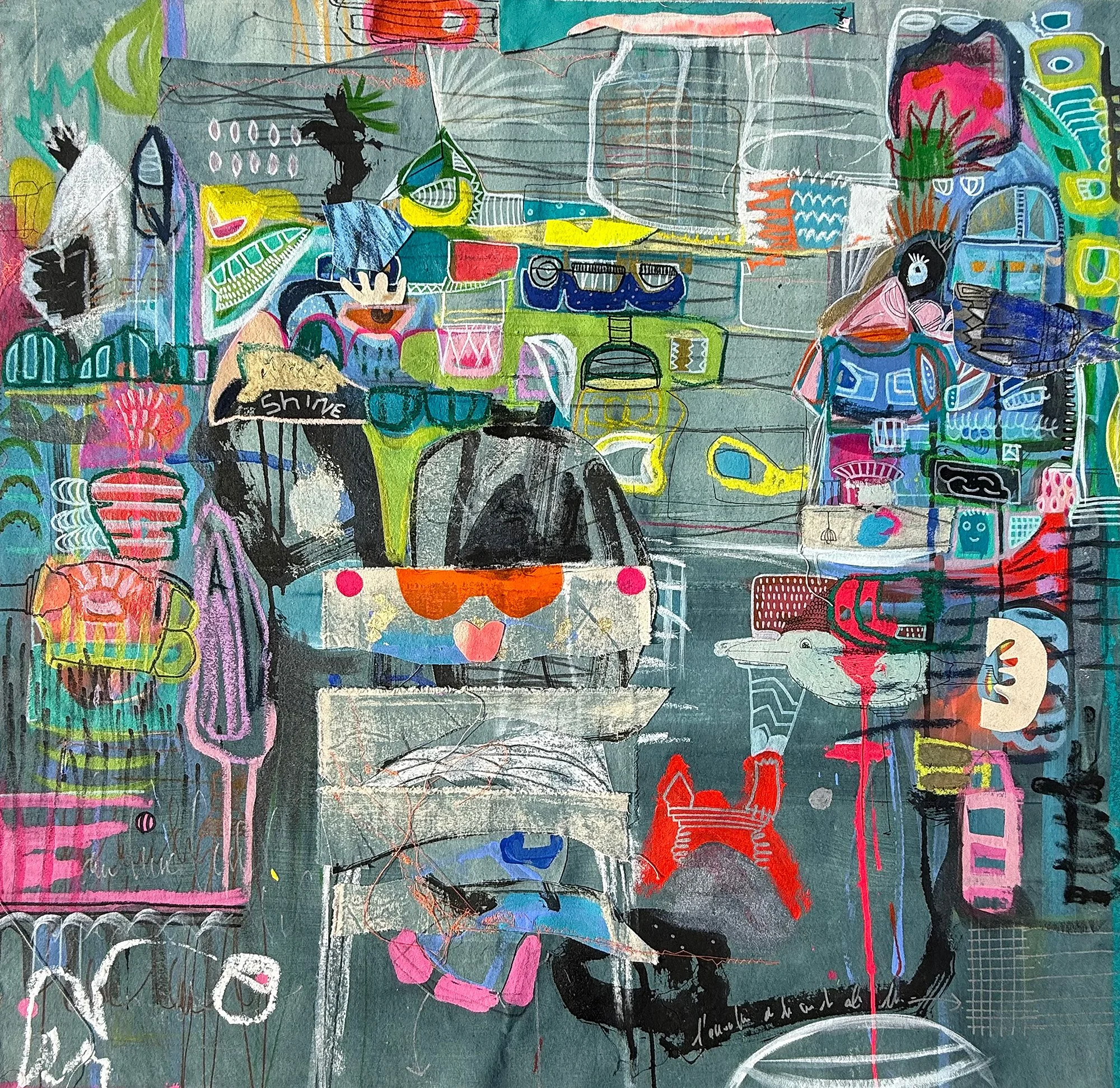 Echo (2025) - 48 x 48 inches - Mixed Media on Canvas (Chicago)