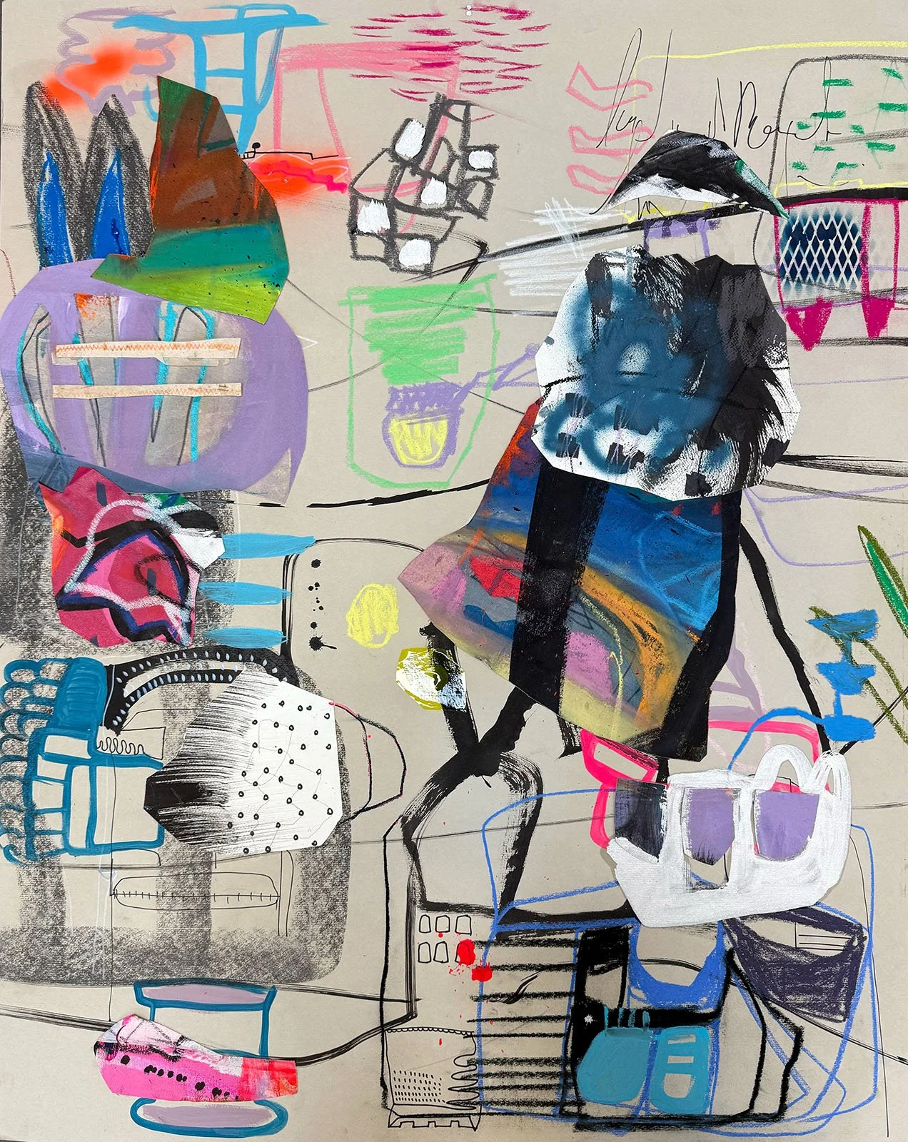 Crossing Paths #3 (2026) - 34 x 41 inches - Mixed Media on Paper