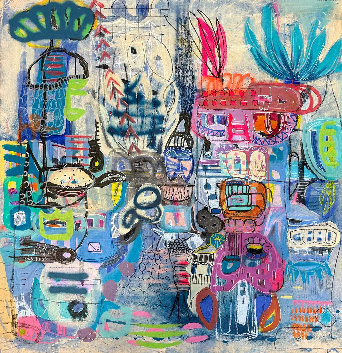 Voyage Libre (2026) - Mixed Media on Canvas - 54 x 54 inches