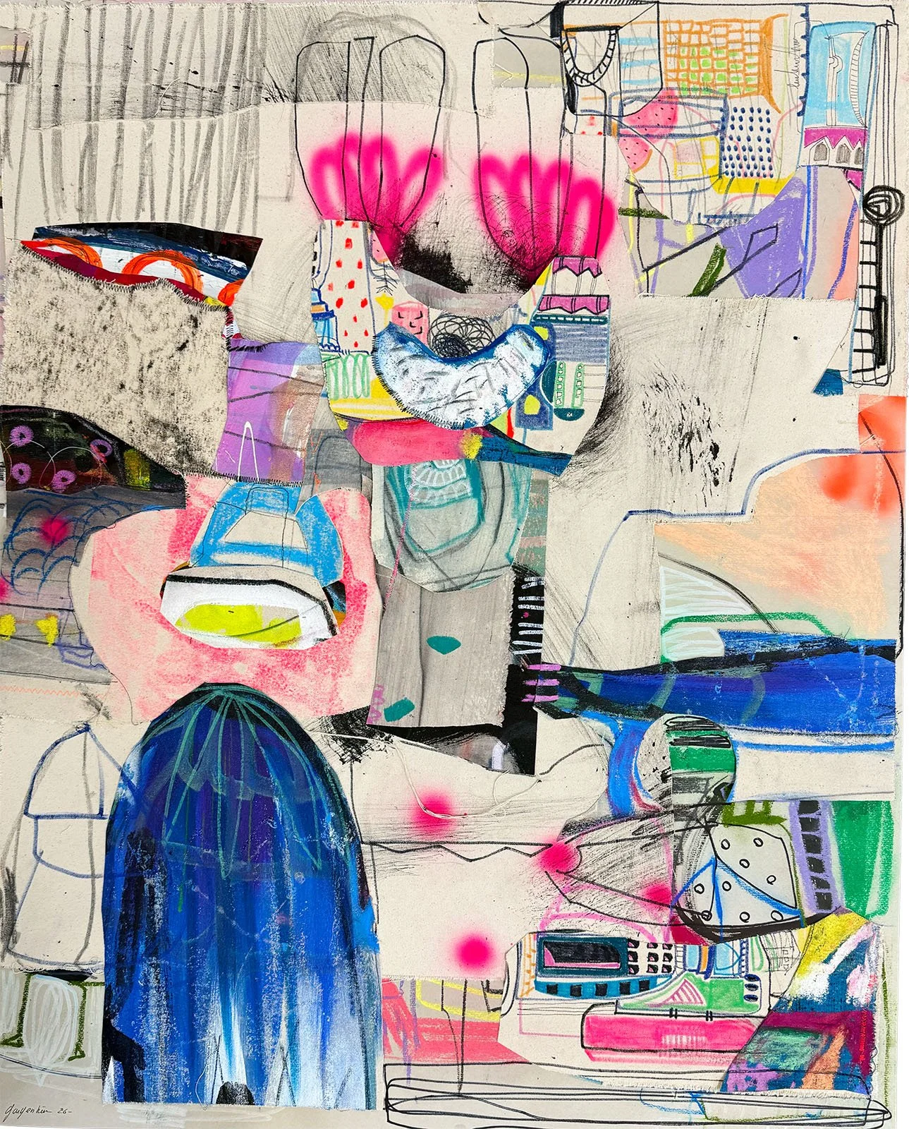 Crossing Paths #5 (2026) - 34 x 41 inches - Mixed Media on Paper