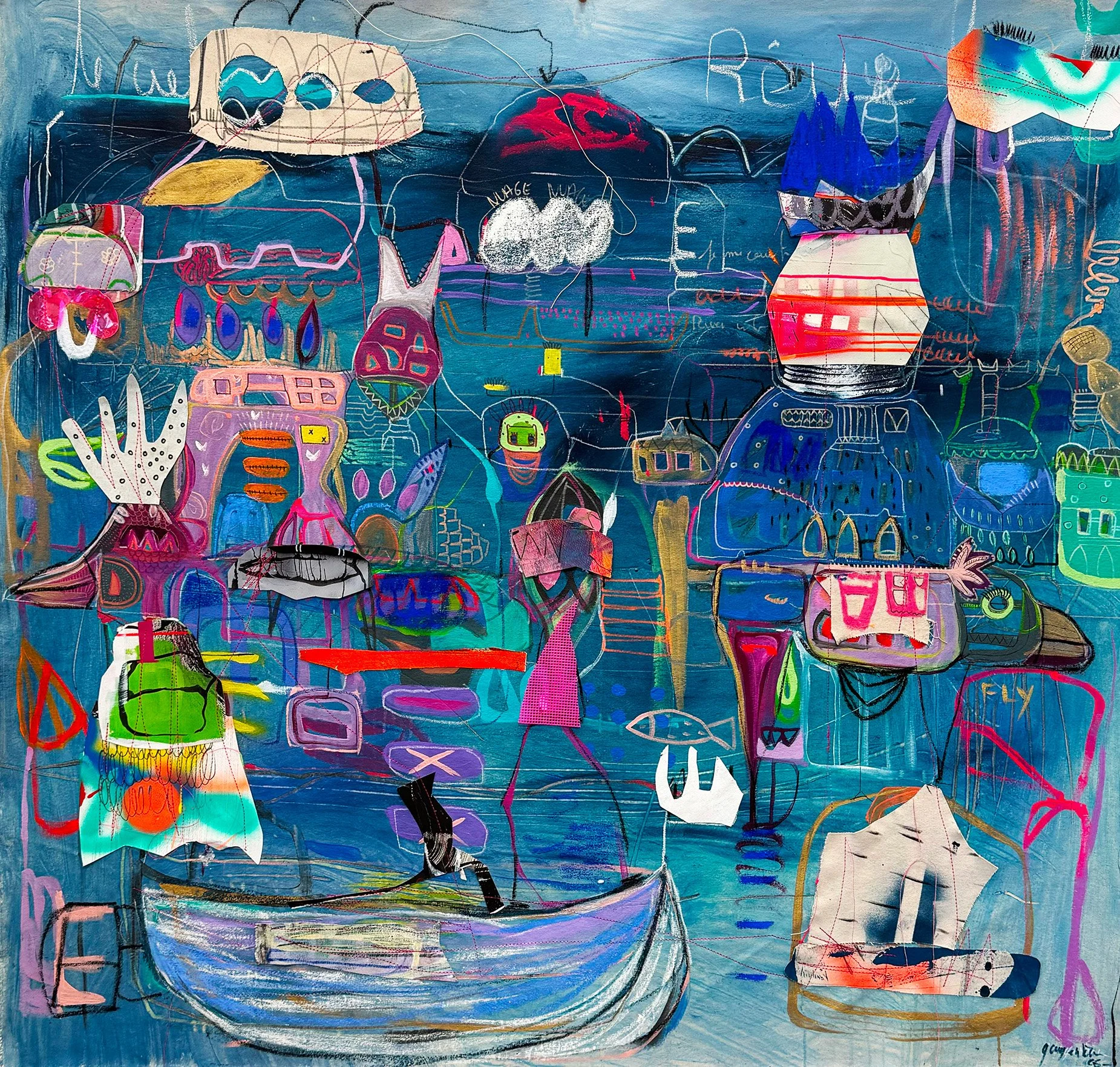 Shoreline (2026) - 60 x 60 inches - Mixed Media on Canvas