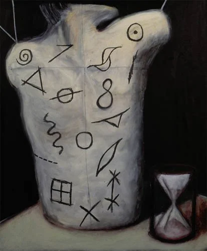 "The Anxious Future," 1987, oil stick, graphite and colored pencil on gelatin silver print, 20x24 in.