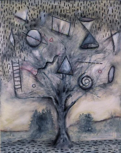 "No Boundaries," 1989, oil stick, graphite and colored pencil on gelatin silver print, 20x24 in.