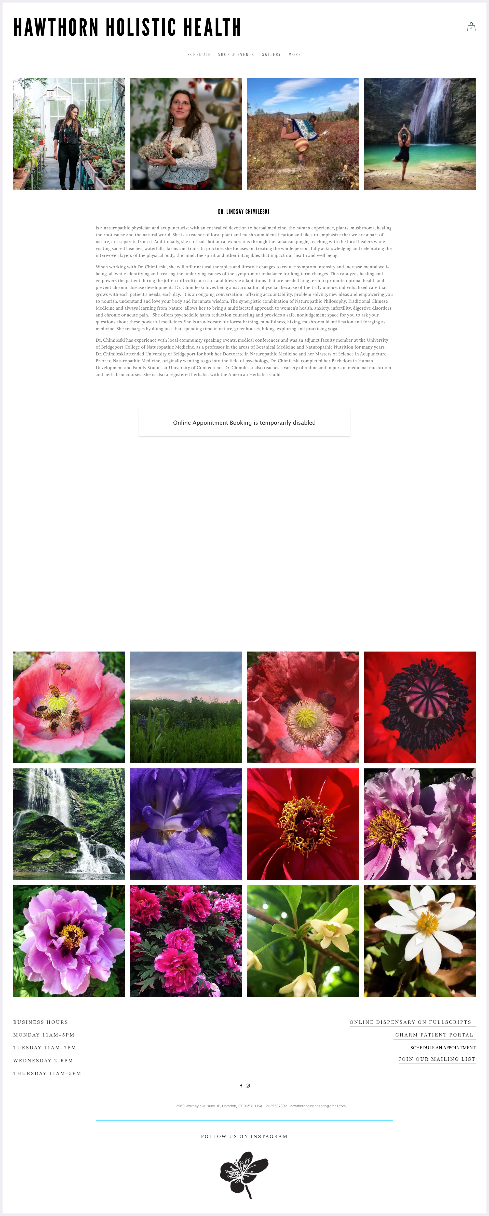 Some low resolution, blurry images and excessive white space creates imbalance, while a nonfunctional schedule section disrupts usability.