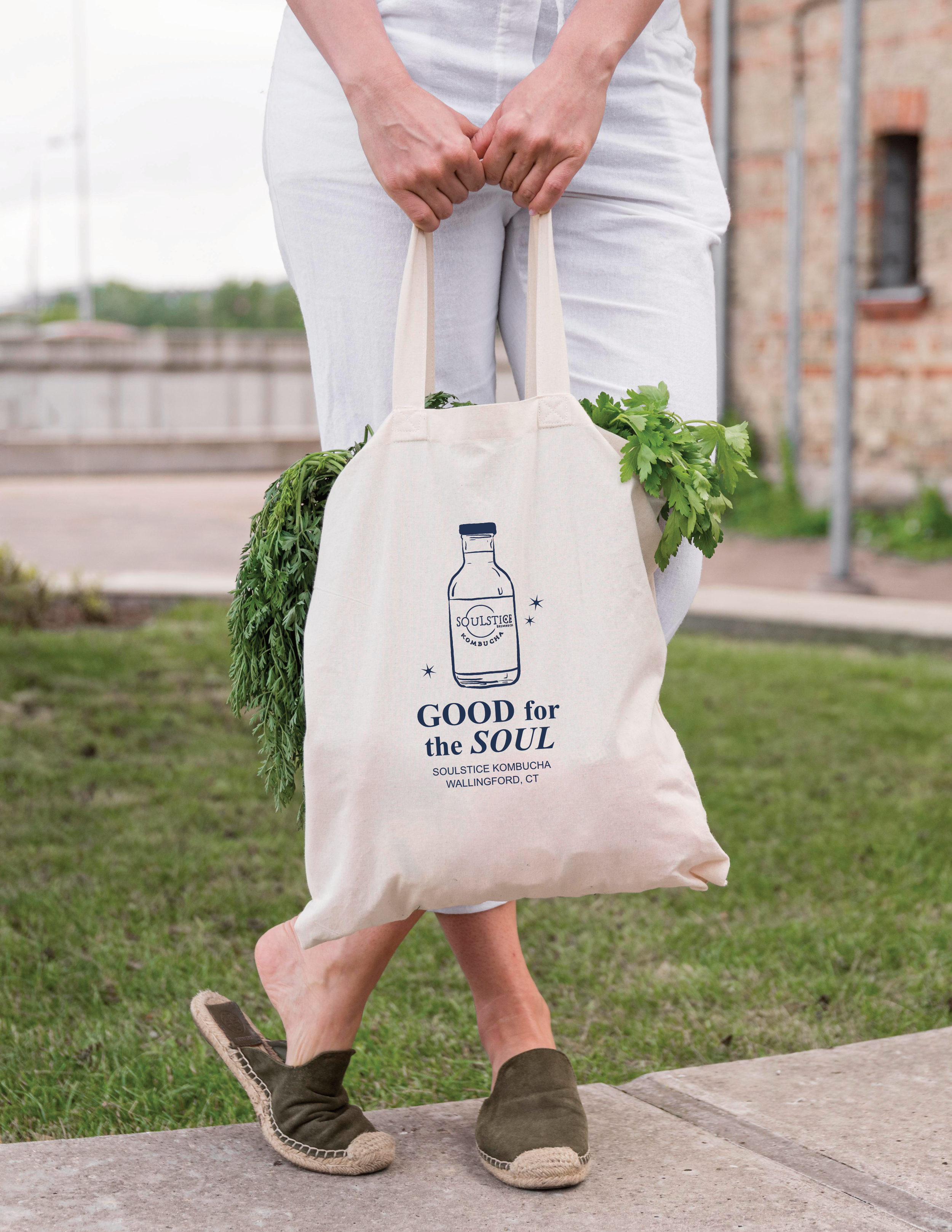 Tote bag mock up - farmers markets are a big part of the brand