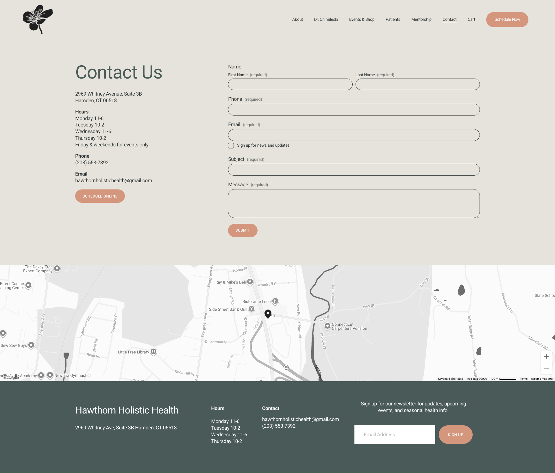 Redesigned Contact page with a cleaner layout, clear information, and an easy to use contact form for improved usability.